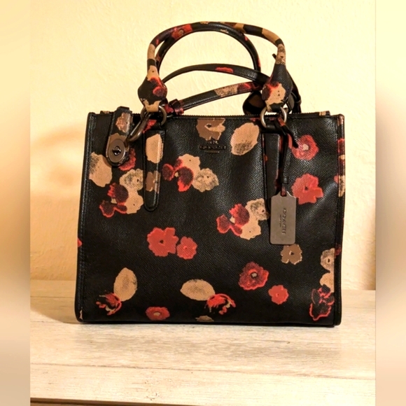 Coach Handbags - SOLD COACH Crosby Beautiful Carry-All Floral Leather Print Crossbody/Tote Bag